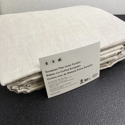 (S7) ¿Cortina de lino de lino europea West Elm 60"x101" beige/crema? Foto 1 de 4