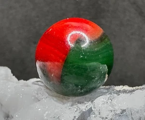 HTF Vintage Akro Agate Two-Color Christmas Patch Marble - RED & GREEN - .62" - Picture 1 of 6
