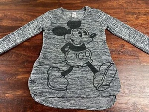 DISNEY Mickey Mouse Print Round Neck Gray Pullover T-Shirt Girl's Size S 3/5 - Picture 1 of 8