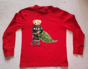Ralph Lauren Jungen Gr. 8 Langarm T-Shirt Polo Bär Weihnachtsbaum Urlaub - Bild 1 von 3