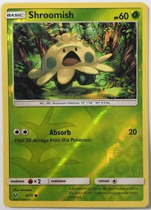 POKEMON SHROOMISH 4/73 SHINING LEGENDS HOLO COMUNE INVERSO QUASI NUOVO - Foto 1 di 2