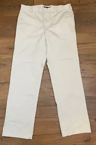 Izod Chinos Khaki 36 X 31 Slim Fit Flat Front Ivory Cream Pants Mens - Picture 1 of 8