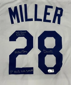 CAMISETA DE LOS DODGERS FIRMADA POR BOBBY MILLER "MILLER TIME MLB DEBUT 1ª GANCIA" BAS 1W826522 - Imagen 1 de 5