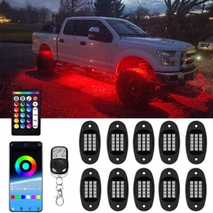 10x RGB LED Rock Lights Kit Underbody Neon Light Bluetooth App Remote Control US - Picture 1 of 12