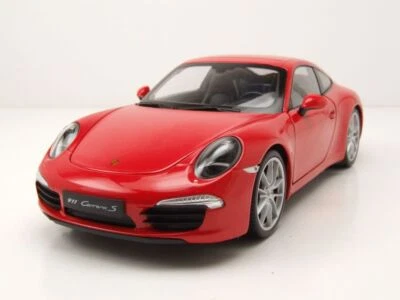 Porsche 911 (991) Carrera S 2012 Rosso Modellino Auto 1:18 Welly - Immagine 1 di 4