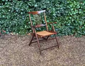 VINTAGE EDWARDIAN MAHOGANY FOLDING CHAIR - Picture 1 of 10