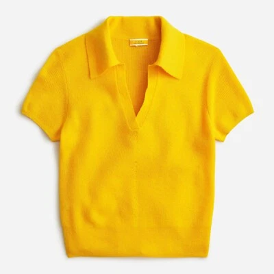 Suéter de manga corta con cuello de cachemir peso pluma J.Crew nuevo con etiquetas en maíz cálido L Foto 1 de 4
