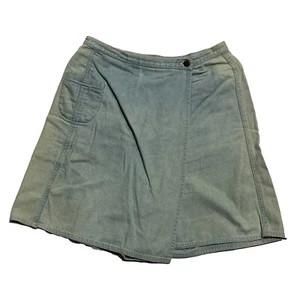 Vintage Liz Wear Women Blue Mid Rise Jean Short Wrap Skorts sz 8 - Picture 1 of 5