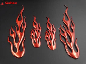 4pcs/lot Red Flaming Tank Fairing Emblems Badge Decals Racing MT Motorcycle Bike - Bild 1 von 7
