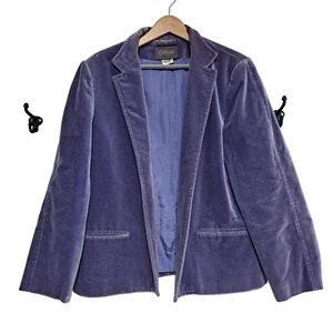 Vintage Velvet Blazer Women 16 Purple Jacket Royal Glam Regal Fairy Indie Sleaze - Picture 1 of 9