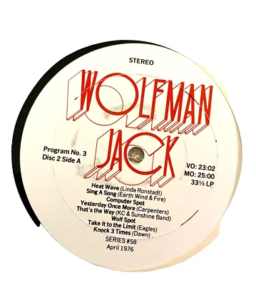 4/76 #58 WOLFMAN JACK RADIO SHOW: JETHRO TULL, NAZARETH, JANIS IAN, ELTON JOHN - Image 1 of 2