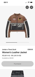 Jordan X Travis Scott Woman’s Leather Jacket XS - Picture 1 of 2