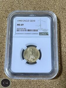 1990 1/4 oz $10 Dollar American Gold Eagle (MCMXC) NGC MS69 (Low Mintage Year)