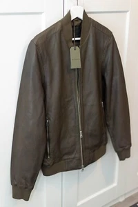 Stunning Men’s All Saints Khaki NIKO Bomber Leather Jacket RRP £318 XS - Picture 1 of 4