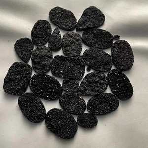 Black Volcanic Loose Unique Gemstone For Jewelry Making Druzy Natural - Picture 1 of 5