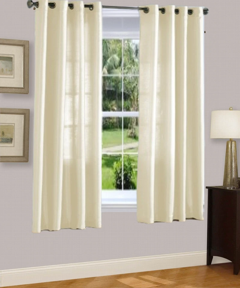 VERSÁTIL JUEGO DE 2 PIEZAS PANEL SÓLIDO CORTINA DE VENTANA SIN FORRO CORTINA SEMI TRANSPARENTE NANCY NUEVO Foto 1 de 1