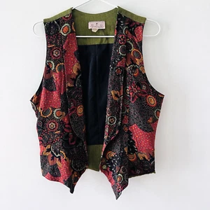 D.I.O Vintage Bohemian Vest Size 10 Womens Green Button Up Hippy Byron Boho Mum - Picture 1 of 24