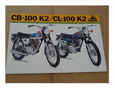 1973 Honda CB100 K2 / CL100 K2 Motorcycle Sales Brochure/ Poster - Literature