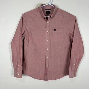 RVCA Button Down Shirt Cotton Slim Fit Long Sleeve Pink Mens Medium M - Picture 1 of 11