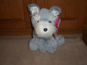 NEW, VALENTINES DAY GREY & WHITE PUPPY DOG PLUSH, 12" - Picture 1 of 3