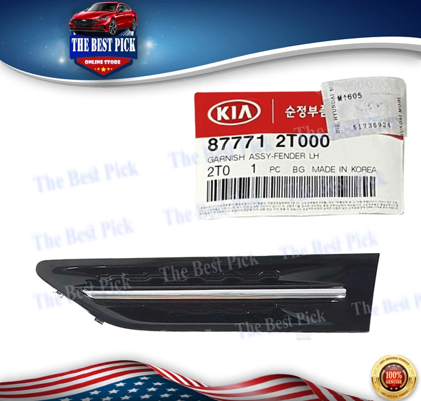 ⭐GENUINE⭐ FRONT FENDER SIDE MOLDING VENT GRILLE LEFT FOR OPTIMA 11-15 877712T000 - Image 1 of 1
