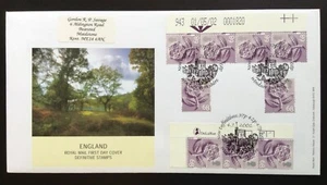Tira de cilindro England Country Definitive 2002 9x68p + margen en cubierta de primer día - Imagen 1 de 2