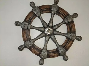 Volante de madera de 22" para barco marítimo vintage decoración de pared náutica volante de barco - Imagen 1 de 3