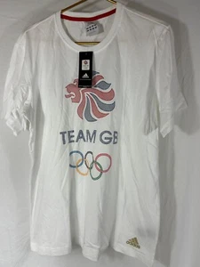adidas Team GB Official Great Britain Logo Olympics White T-Shirt Mens Large NWT - Picture 1 of 5