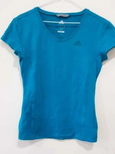 Vintage ADIDAS Top Womens Size 10 Running Climalite Blue Stretch Stretch - Picture 1 of 5