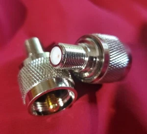 (2) F Type Female Adapter To UHF male plug PL-259 straight Adapter USA - Picture 1 of 3