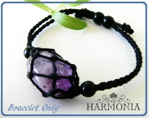 Hand Made Hemp Macrame Pouch Bracelet (Interchangeable) Black / Bracelet Only - Picture 1 of 10