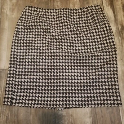 Houndstooth Woolblend Skirt Size 12 Knee Length Office Corpcore Casual Alabama  - Image 1 of 4