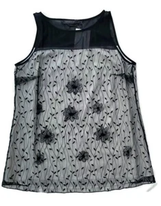Marina Rinaldi Women's Floral Top Blouse Cineteca Black Floral Size 12 L New - Picture 1 of 2