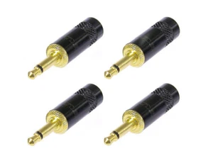 (4 Pack) Neutrik Rean NYS226BG Mono Male 3.5mm 1/8" Plug,Black Case-Gold Contact - Picture 1 of 1