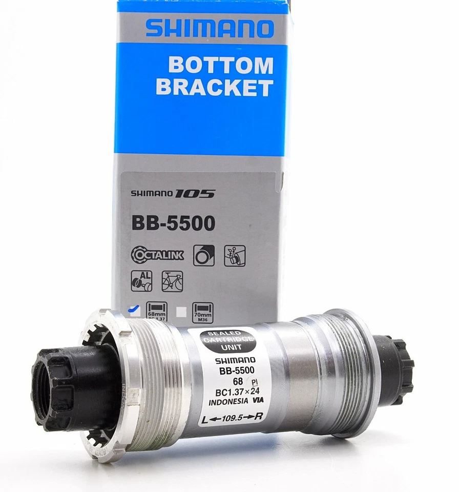 Shimano 105 Octalink Cartridge Bottom Bracket BB-5500 68 x 109.5mm, BSA Threaded - Image 1 of 1