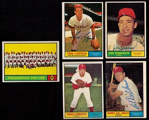 Topps Philadelphia Phillies 1961 13 Diff 3 firmado 1 hi # Robin Roberts Ferrarese - Imagen 1 de 4