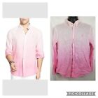 Men's Ralph Lauren Pink Ombré Linen Long Sleeve Button Down Shirt Size Large