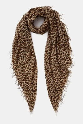 Chan Luu LEOPARD PRINT ROASTED PECAN Limited Edition Cashmere Silk Scarf Wrap - Image 1 of 4