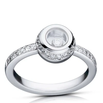 Anillo Chopard Miss Happy De Oro Blanco Y Diamantes 829013 Nuevo - Imagen 1 de 3