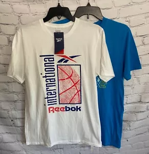 Camisetas Reebok Para Hombre Entrenamiento Gimnasio Baloncesto Gráfico Logotipo Paquete de 2 Talla Med Nuevas con Etiquetas - Imagen 1 de 4
