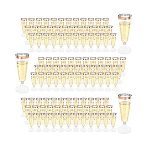 100 Pack Plastic Champagne Flutes, 5Oz Disposable Champagne Glasses Rose Gold... - Picture 1 of 7