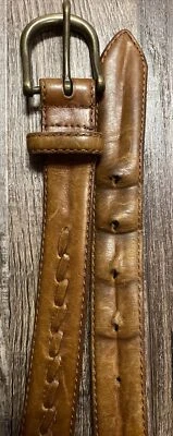 Cinturón DE COLECCIÓN Eddie Bauer Marrón Tejido Cuero Con Cordones Hebilla Bronce 36 Foto 1 de 4