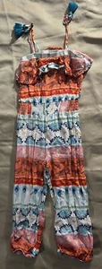 DISNEY ALADDIN ALL OVER Colorful PRINT HARAM PANT ROMPER Summer GIRLS SZ 5T - Picture 1 of 7