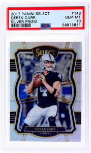 2017 Panini Select #149 Derek Carr Prizm Silver PSA 10
