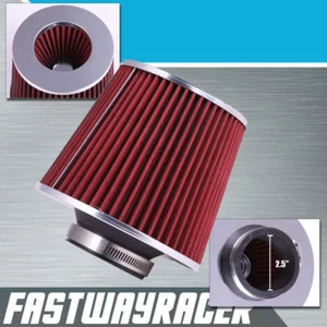 Universal Red 2.5'' Inlet Cone DryFlow Air Filter Short Ram Intake Oil Free Dry - Picture 1 of 1