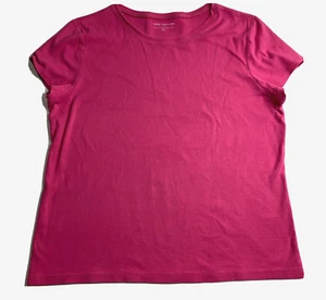 Ann Taylor Shirt Women XL Pink Short Sleeve 100% Cotton Crew Neck - Picture 1 of 8