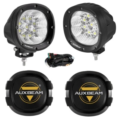 AUXBEAM 4" 90W White LED Pods Work Light Bar Spot Driving Fog Lamp+Black Covers