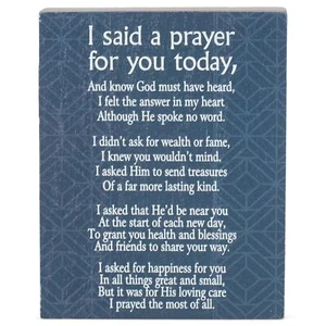 Said A Prayer For You Navy Blue 4 x 3 Wood Decorative Tabletop Block Plaque - Picture 1 of 6