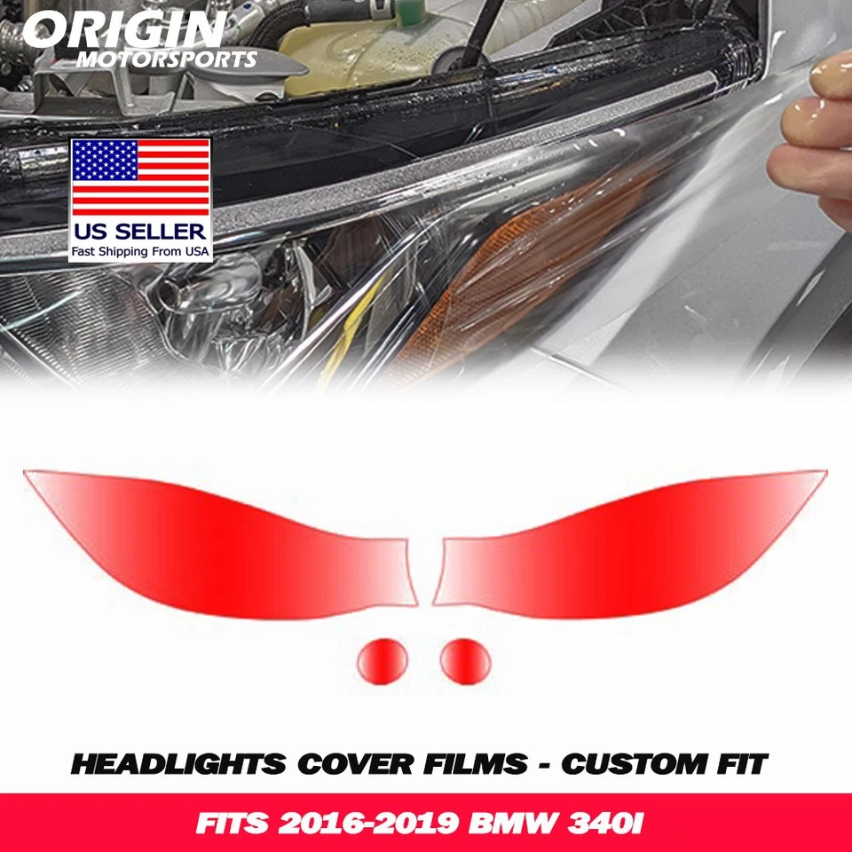 PreCut Headlights Protection Clear Covers Bra Film Kit PPF Fits 2016-2019 340I - Image 1 of 4