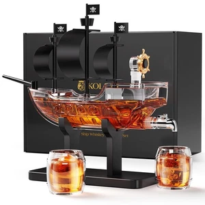 Birthday Gifts for Men Dad, Pirate Ship Whiskey Decanter Set with 2 Glasses, ... - Bild 1 von 8